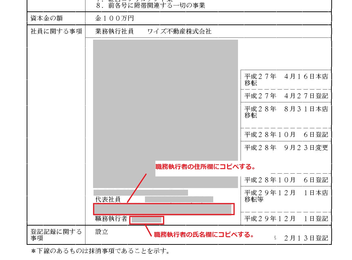 職務執行者の入力 かんたん会社設立